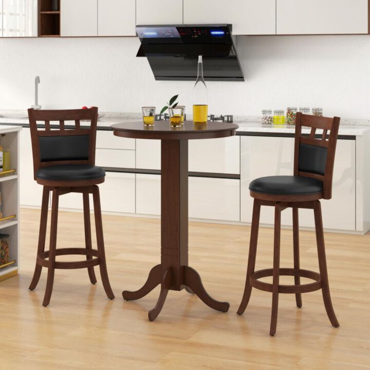 Hivvago Wood Pub Round Dining Table with Pedestal Base
