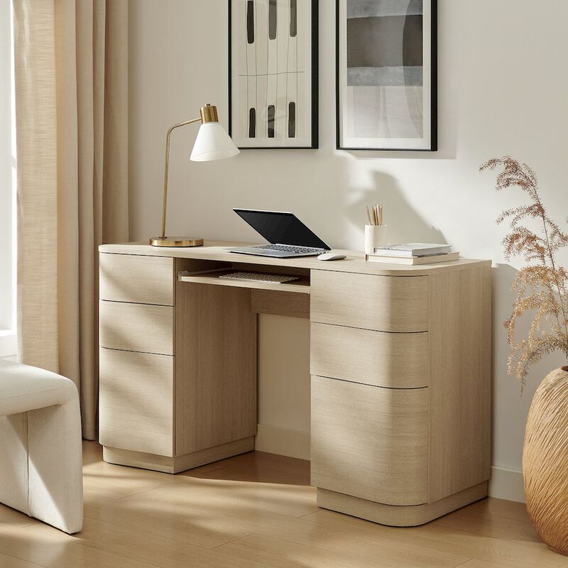 Mirae 55" 6-Drawer Curved Office Desk image number 7