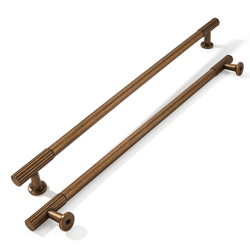 khtumeware 12 Inch Hole Center 5 Pack Antique Brass Heavy Duty Solid Vintage Brass Cabinet Pulls, Kitchen Drawer Handles, for Dr