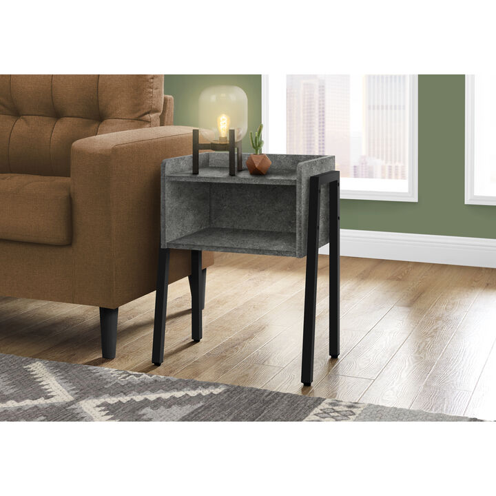 Monarch Specialties I 3584 Accent Table, Side, End, Nightstand, Lamp, Living Room, Bedroom, Metal, Laminate, Grey, Black, Contemporary, Modern