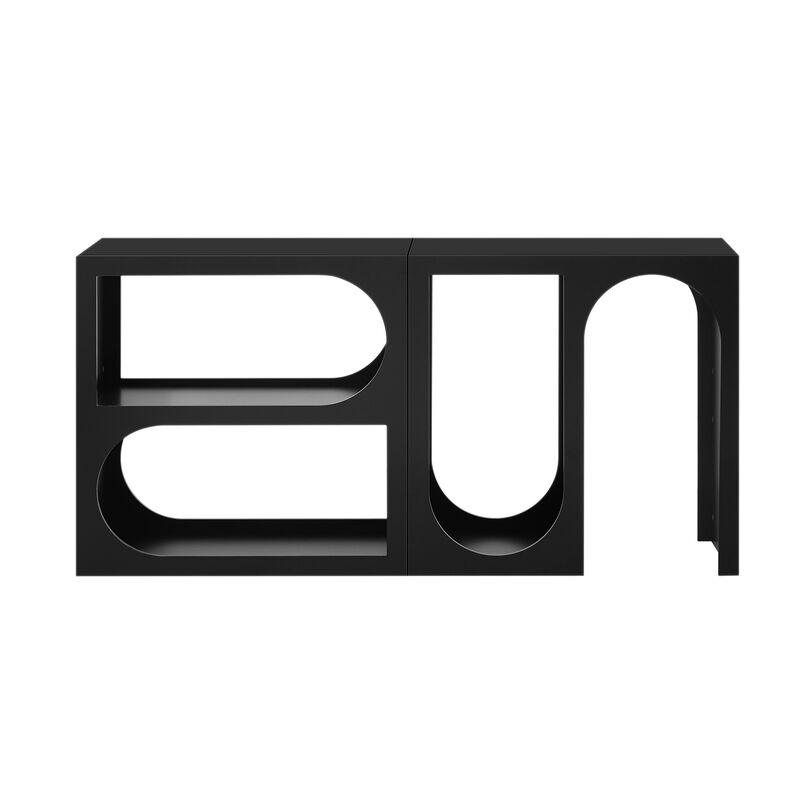 U_STYLE Modular Entryway Console Table with Rectangular Exterior and Curved Interior Design for Customizable Arrangements,Suitable for Entrance and Living Room