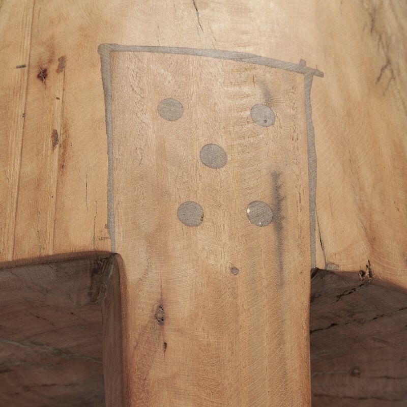 Handcrafted Distressed Reclaimed Wood Round Accent Table for Home Decor