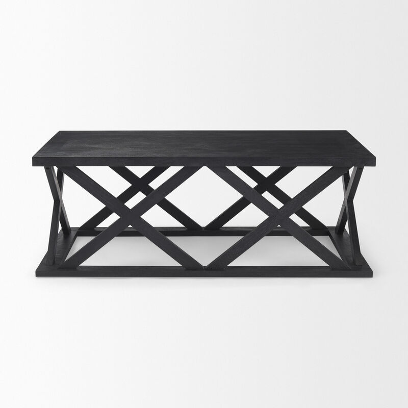 HomeRoots 48" Black Solid Wood Geo Frame Coffee Table