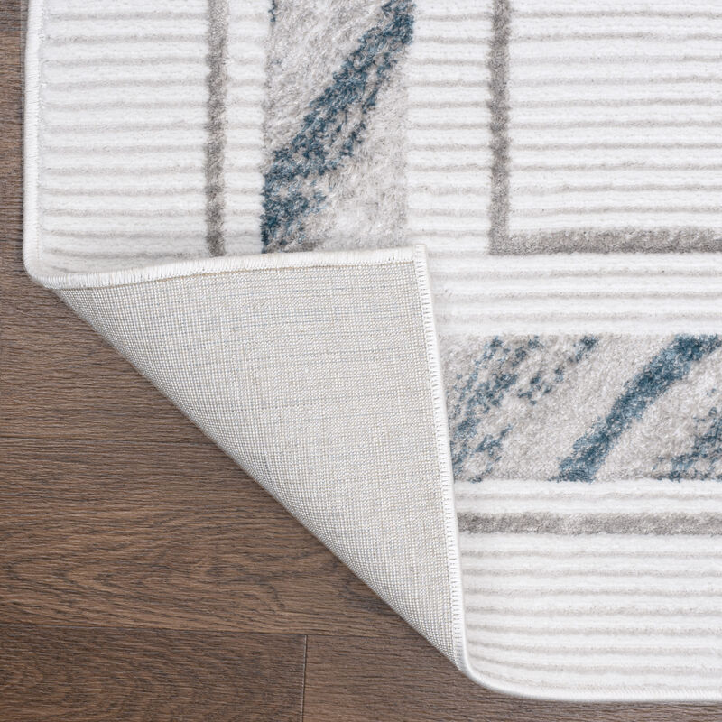 Athens Classic Border Marble Pattern High-Low Area Rug