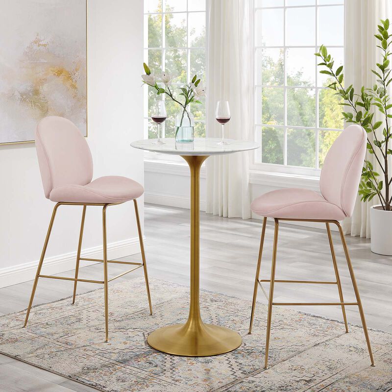 Modway - Lippa 28" Round Artificial Marble Dining Table Gold White image number 1