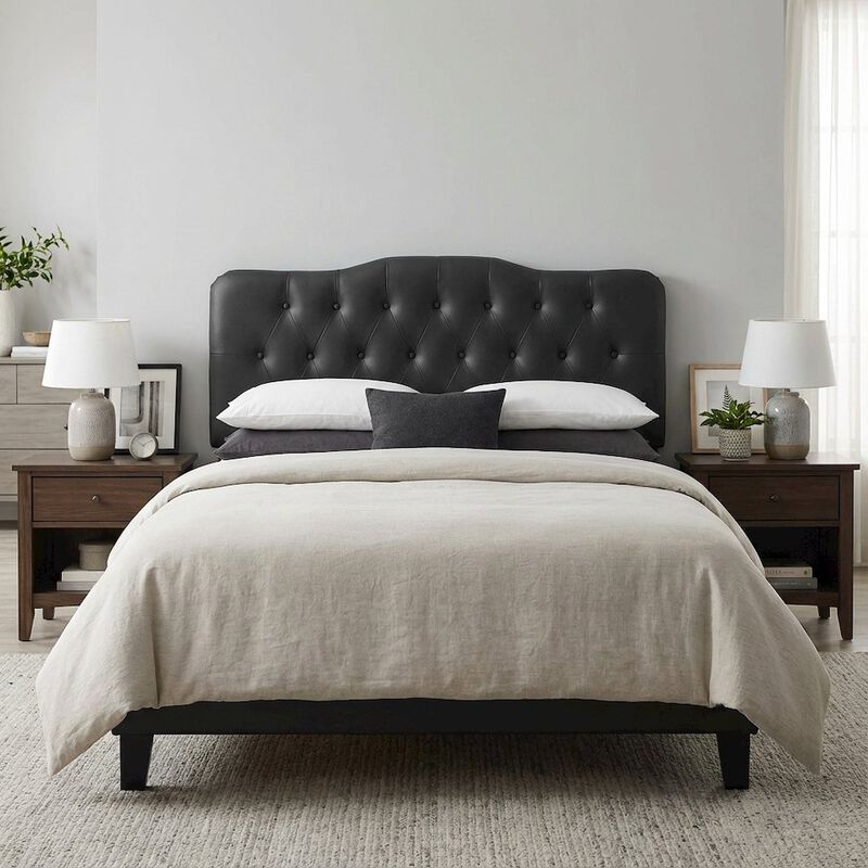 Upholstered Vinyl Queen Headboard with Supportive Padding and Stylish Design image number 3