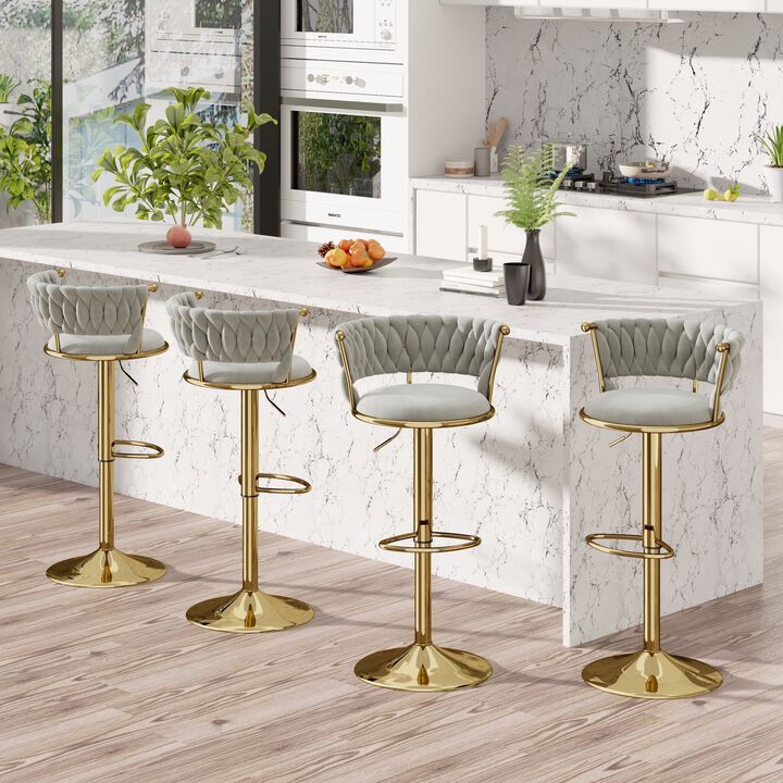 Leather Swivel Bar Stools Set of 2, Steady Adjustable Counter Height Stools with Back, Iron Frame 360&deg; Kitchen Island Chairs for Commercial Use, Workshop