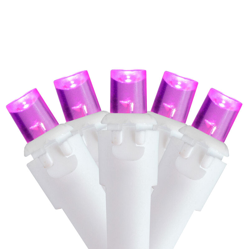 50 Pink LED Wide Angle Christmas Lights - 16.25 ft White Wire image number 0