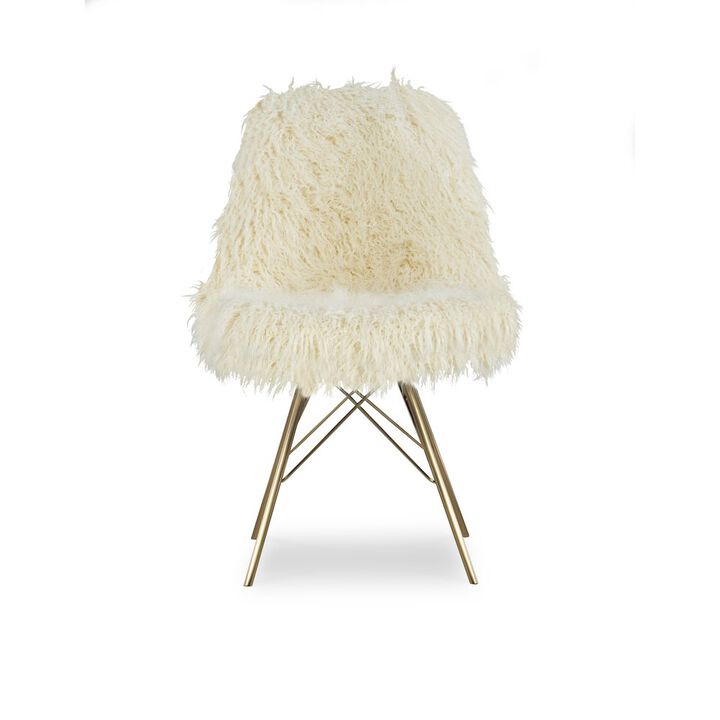 Linon Remy Flokati Chair With Gold Metal Base