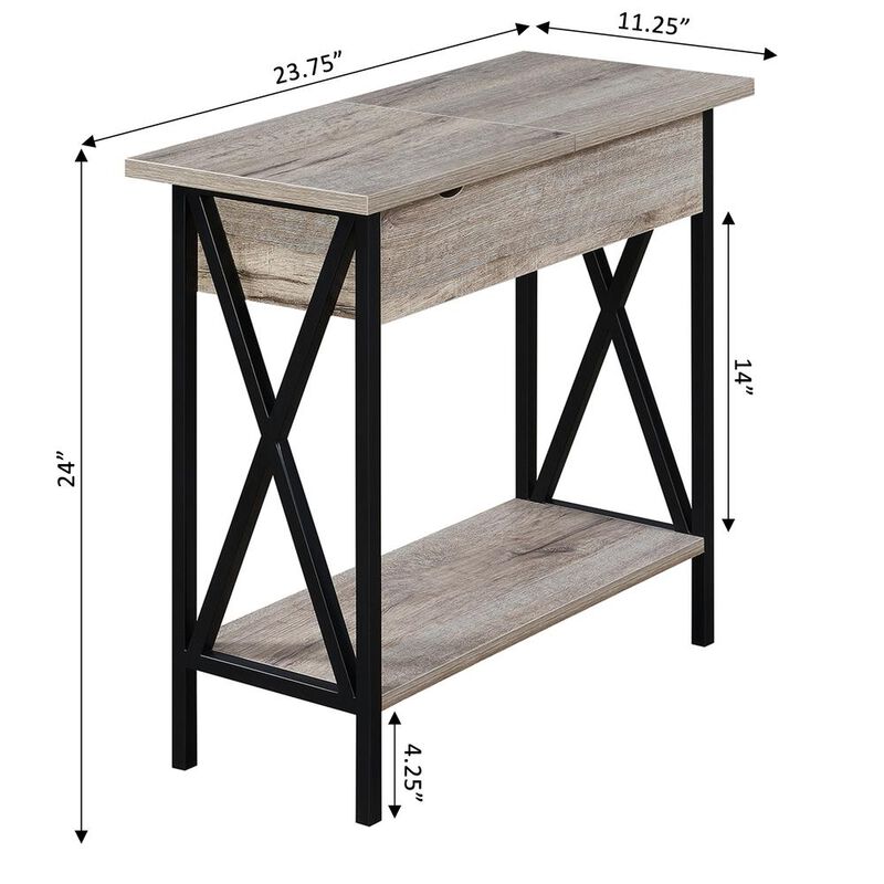 Convience Concept, Inc. Tucson Flip Top End Table with Charging Station and Shelf