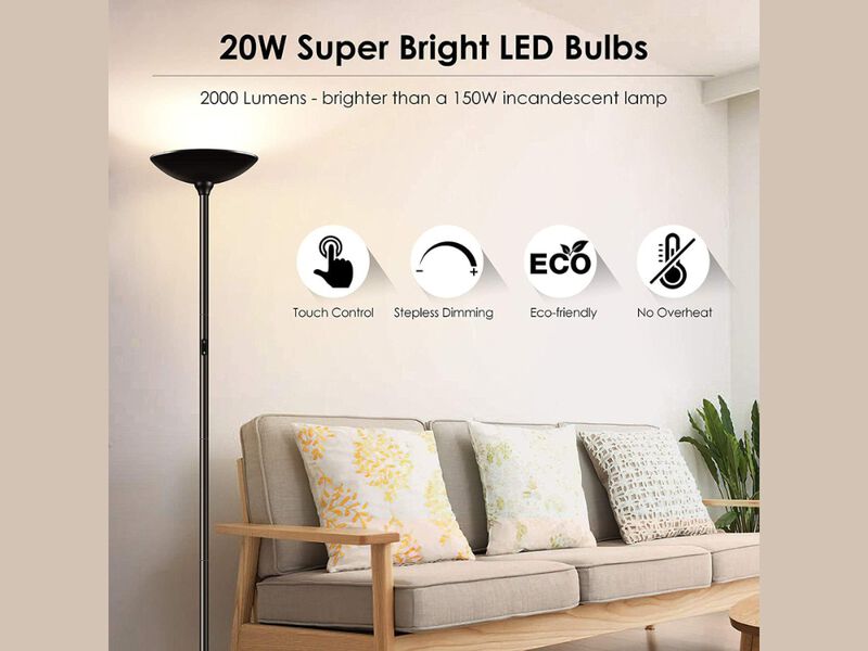 LED Torchiere Floor Lamp 20W Dimmable Touch Control for Living Room image number 1