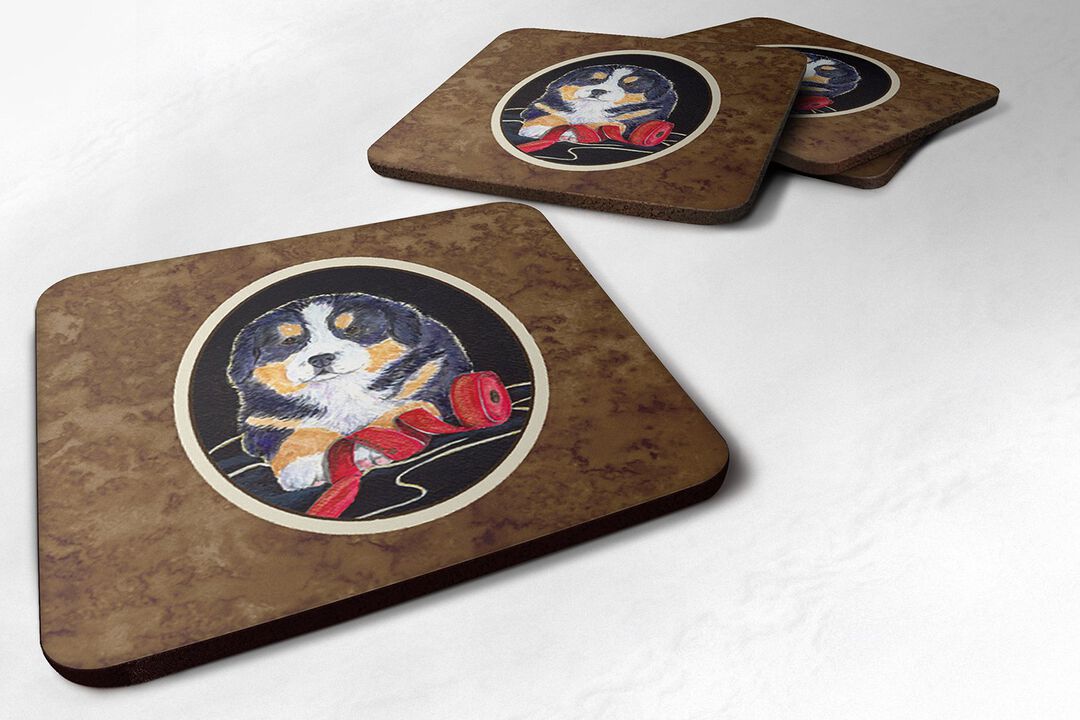 Caroline's Treasures SS8569FC Bernese Mountain Dog Foam Coasters (Set of 4), 3.5 H x 3.5 W, Multicolor