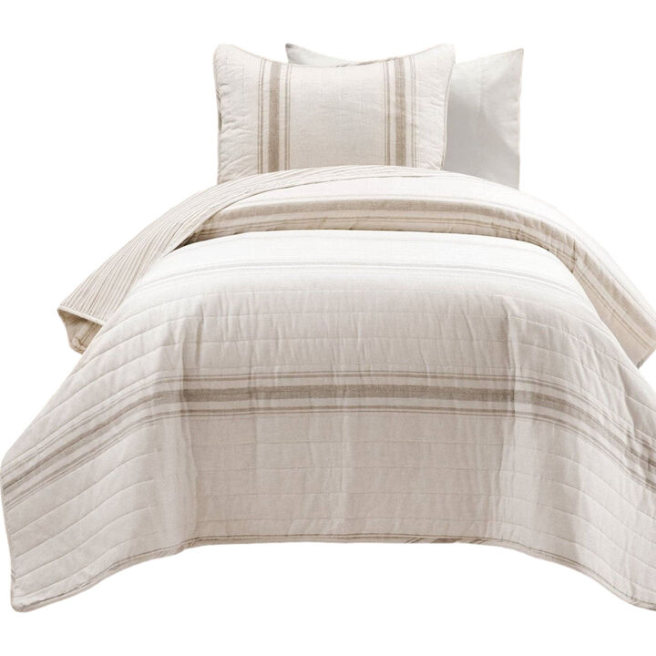 Reversible Stripe Quilt Set – 2-Piece 100% Cotton Bedding