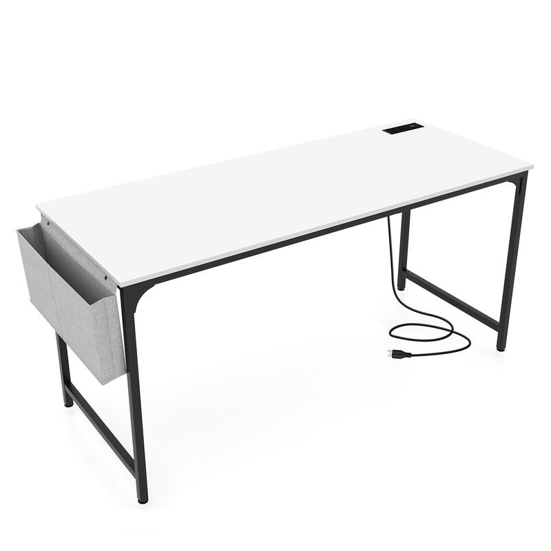 60 Inch Computer Desk with Charging Station Storage Bag