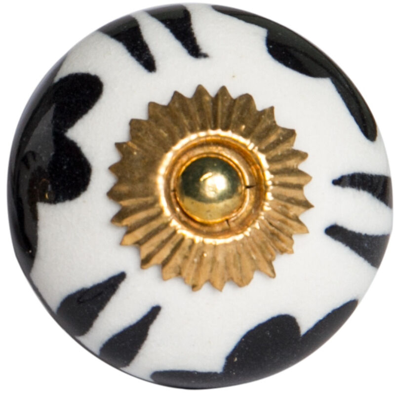 HomeRoots 1.5" X 1.5" X 1.5" White Black And Yellow  Knobs 12 Pack image number 2