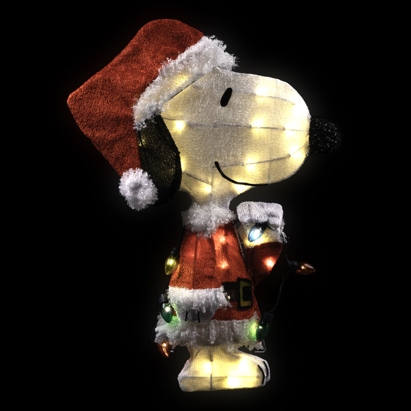 24" Lighted Santa Snoopy with String Lights Outdoor Christmas Yard Decoration image number 2
