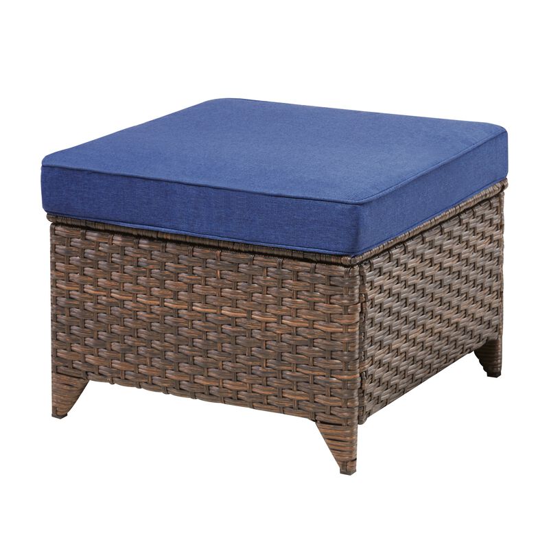 Outdoor Woven Rattan Footstool Set, Patio Footrest Combination (2-Piece Set) image number 0