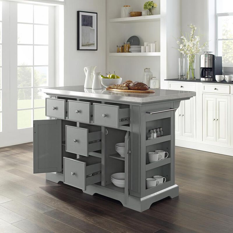 Julia Stainless Steel Top Kitchen Island