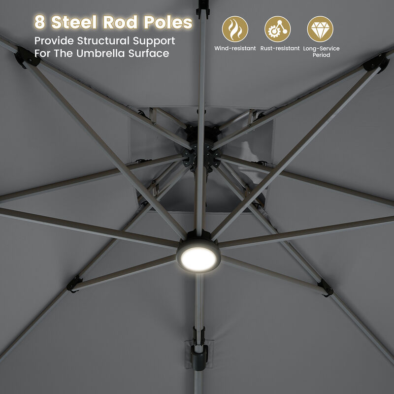 11ft Square Patio Cantilever Umbrella Double Top Outdoor Patio Offset Patio Umbrella 360&deg;Rotation Large Outdoor Umbrella Pool Umbrella for Backyard Garden Deck Pool (Without Base) image number 7