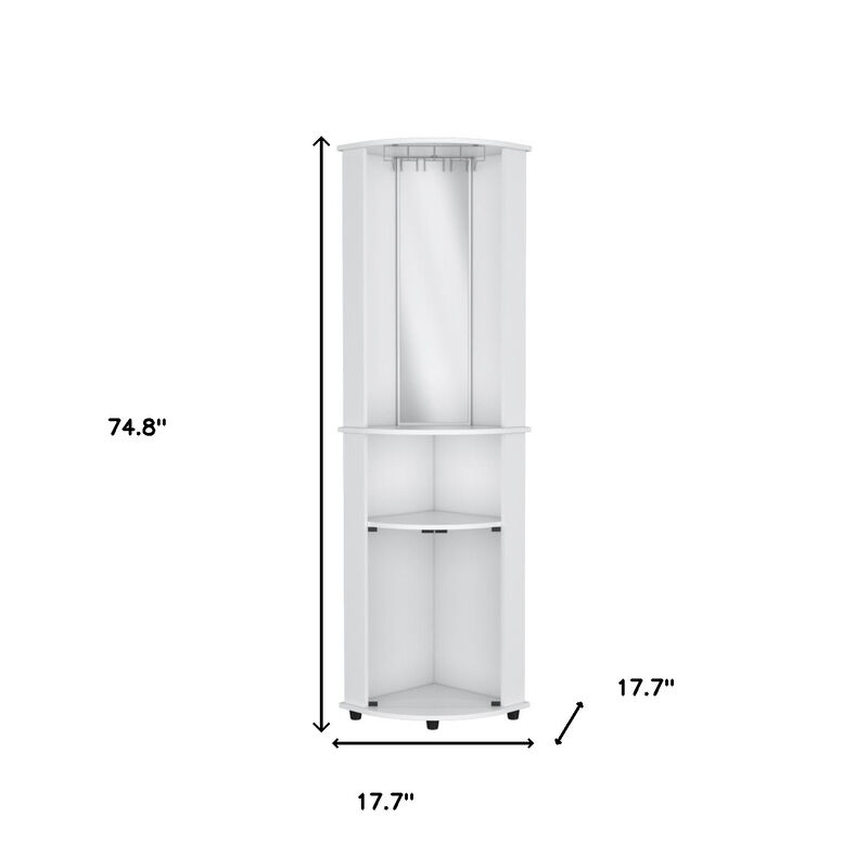 HomeRoots 75" White Wood Corner Bar Cabinet With Three Shelves image number 4