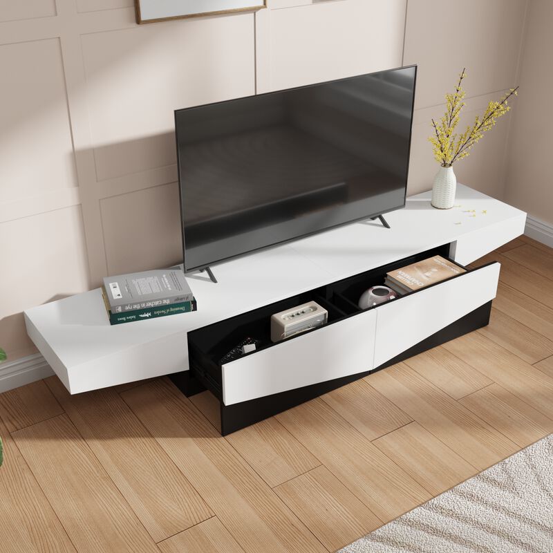 FUFU&GAGA Modern/Contemporary TV Cabinet (Accommodates TVs up to 70-in), White image number 4