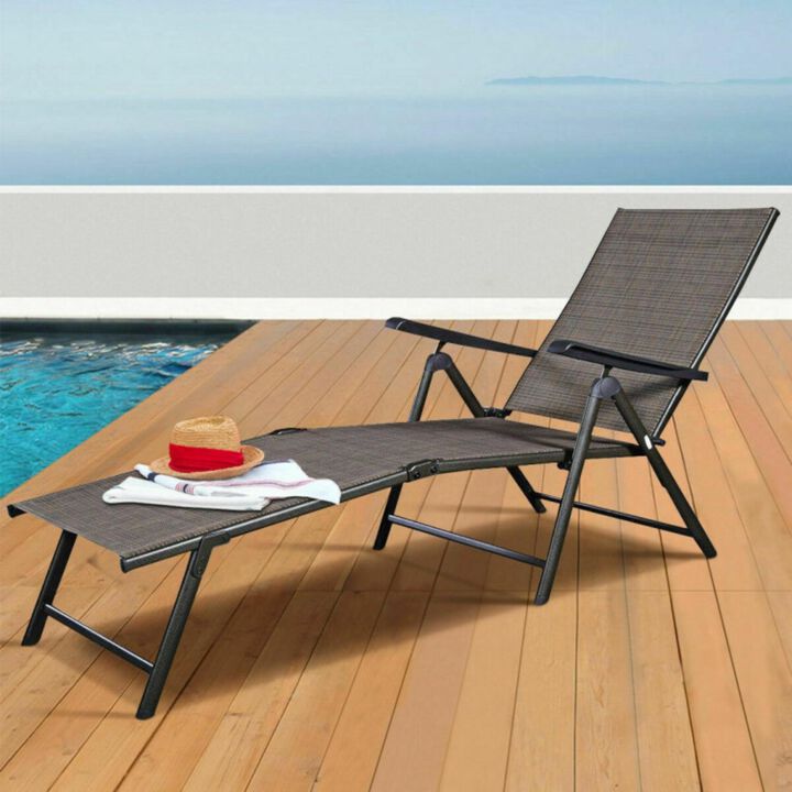 Hivvago Set of 2 Adjustable Chaise Lounge Chair with 5 Reclining Positions
