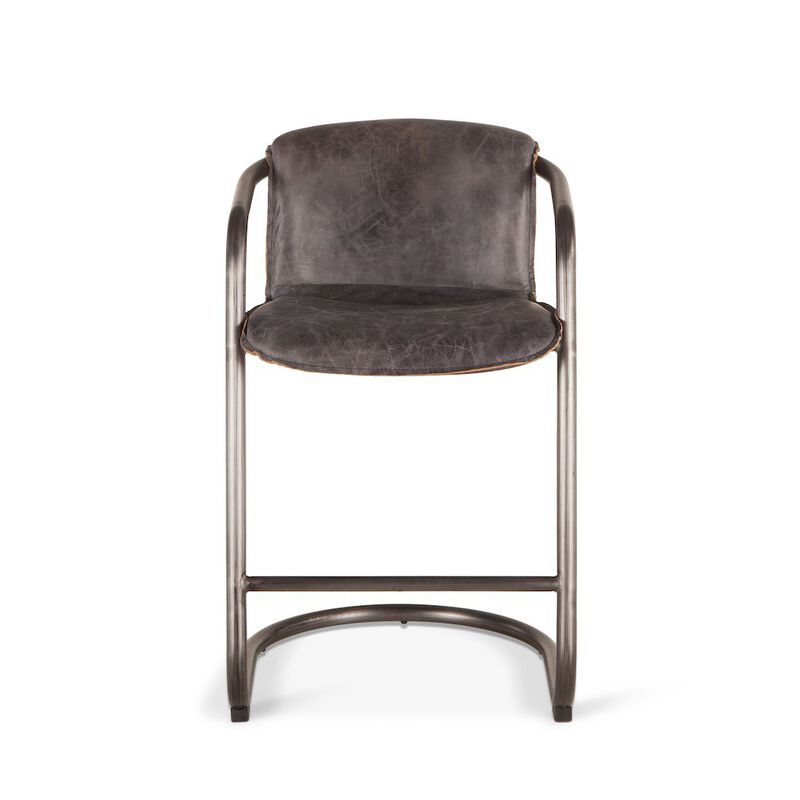 World Interiors Chiavari Counter Chairs in Antique Ebony Leather and Steel