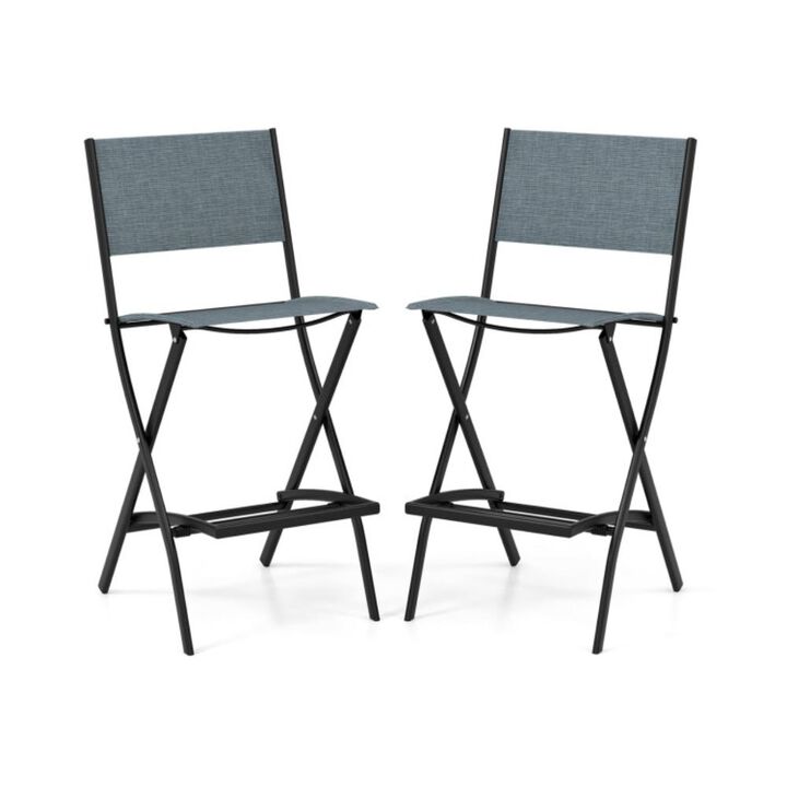 Hivvago Folding Bar Stools Set of 2 Backrest Humanized Footrest
