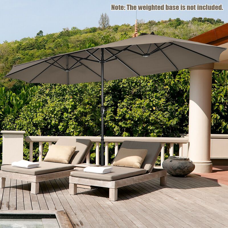 Extra-Wide Patio Umbrella &ndash; Dual Canopy with Crank Lift for Backyard or Garden image number 6