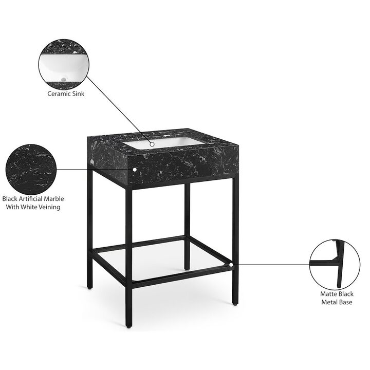 Meridian Furniture Marmo Black Engineered Marble Bathroom Vanity