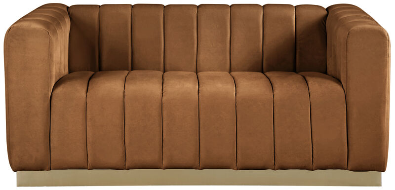 Meridian Furniture Marlon Saddle Velvet Loveseat