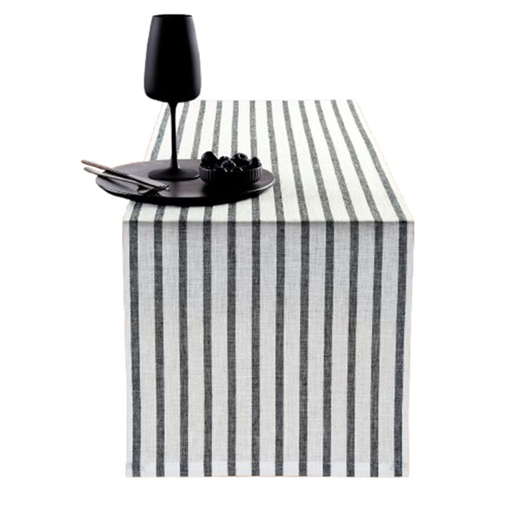 Solino Home 100% Pure Linen Table Runner - Madison Stripe