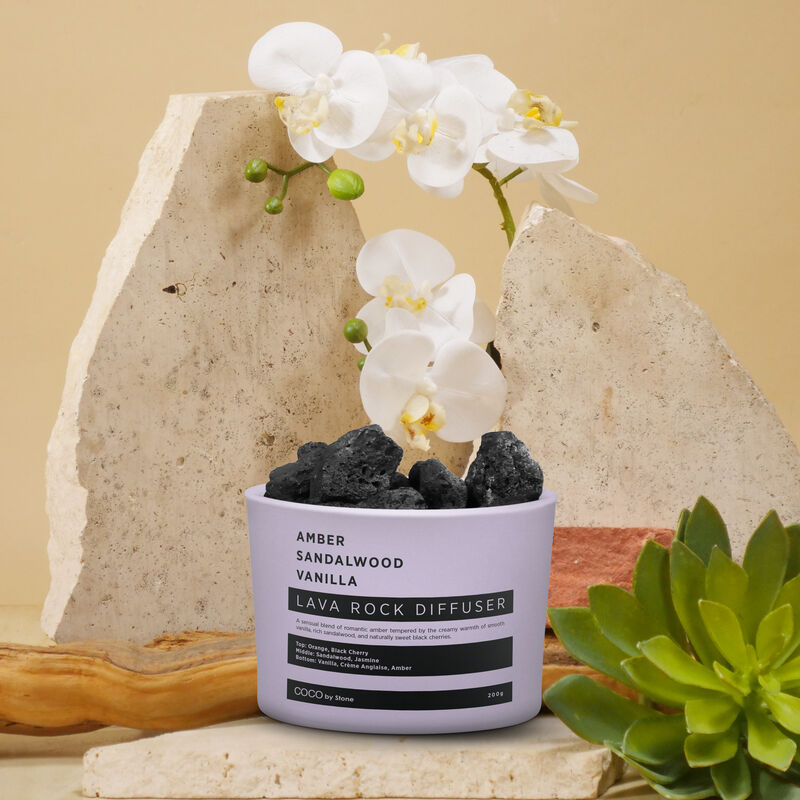 Lava Rock Diffuser - Amber, Sandalwood, Vanilla