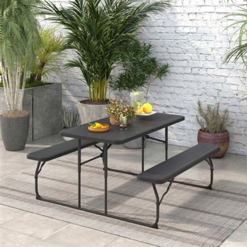 Folding Table with 2 Benches Outdoor Patio Dining Set