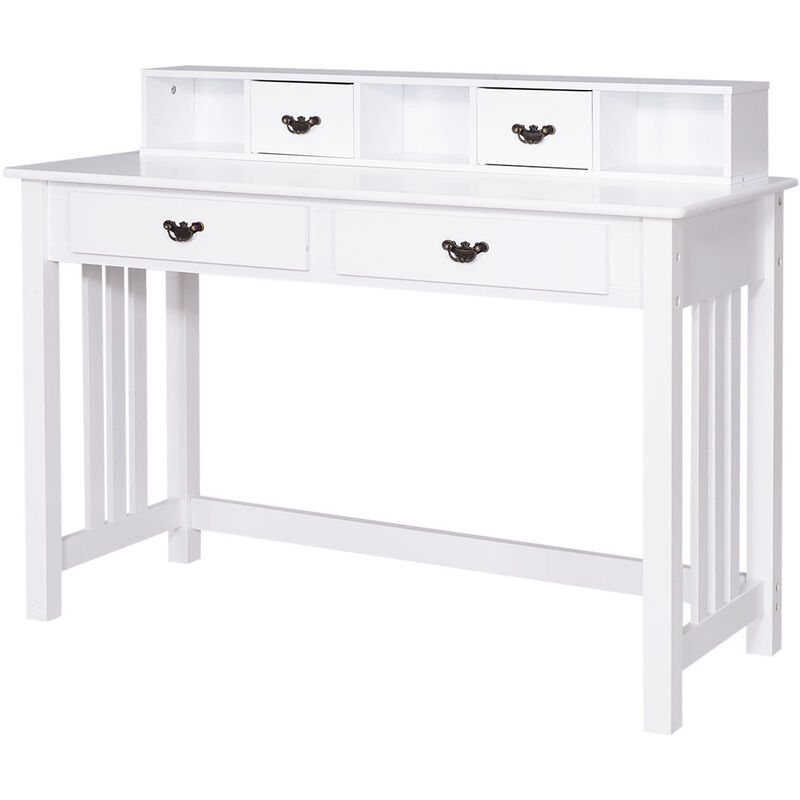 Costway Writing Desk Mission White Home Office Computer Desk 4 Drawer