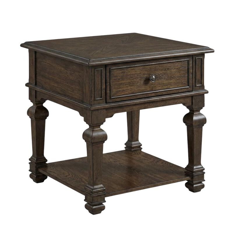 Liberty Furniture Providence Park Drawer End Table for Living Room - Chateau Brown image number 0
