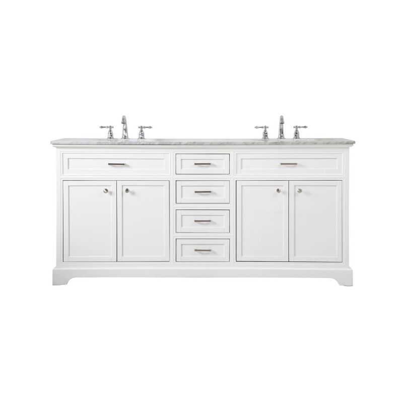 Elegant Kitchen and Bath 72 inch double bathroom vanity in white
