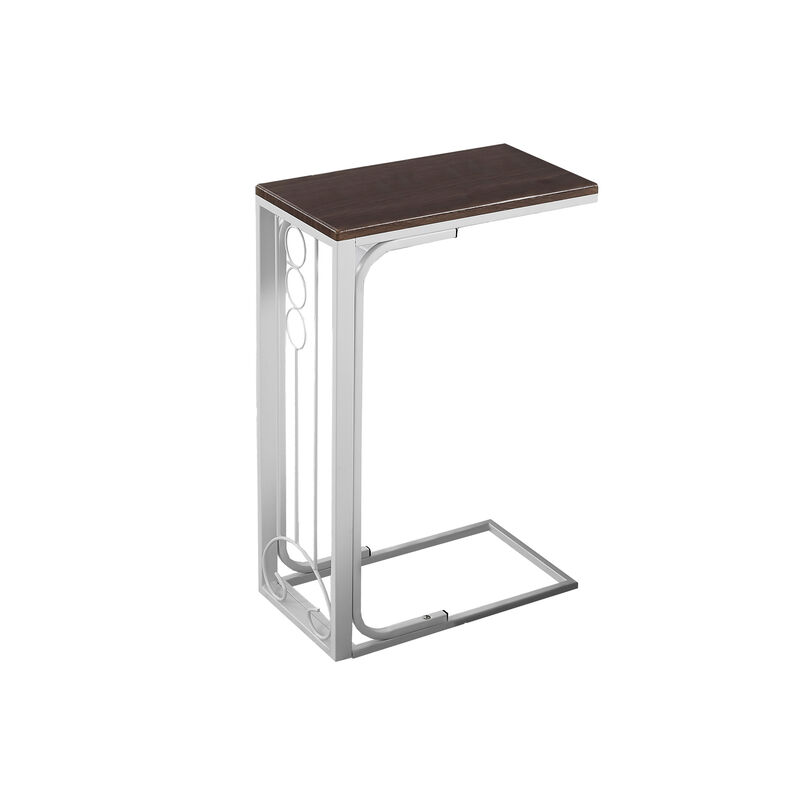 Monarch Specialties I 3136 Accent Table, C-shaped, End, Side, Snack, Living Room, Bedroom, Metal, Laminate, Brown, White, Transitional image number 1