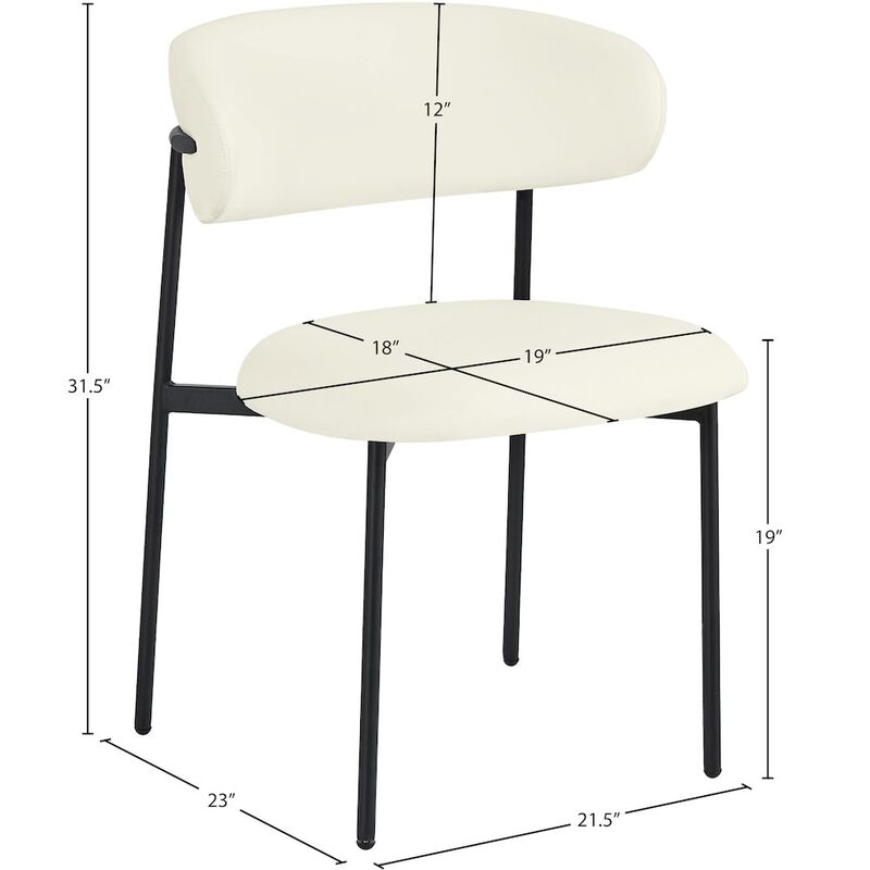 Meridian Furniture Lupita Cream Vegan Leather Dining Chair, Set of 2