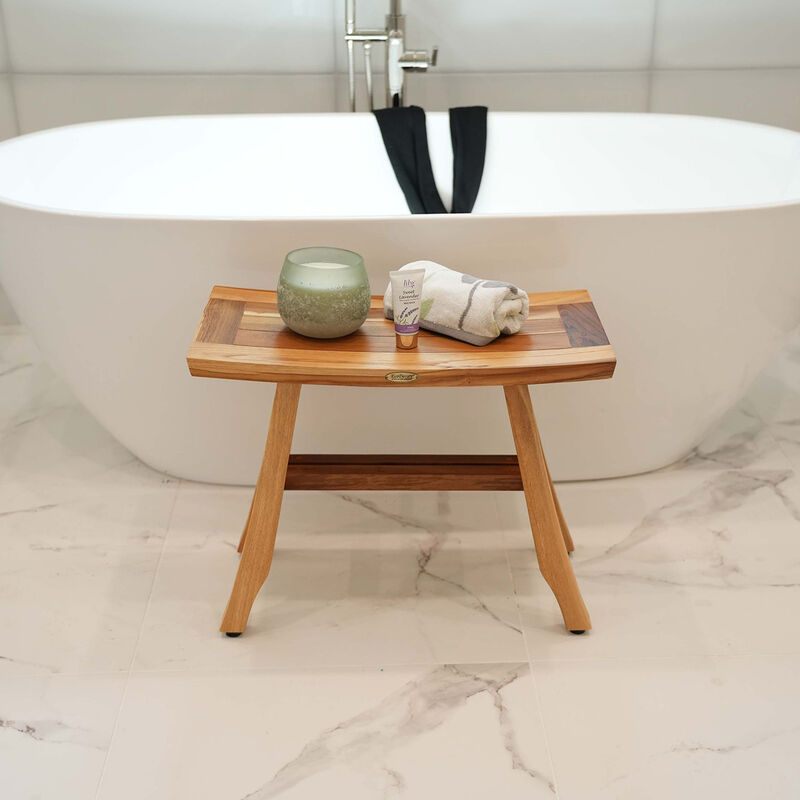 EcoDecors EarthyTeak Satori 24" Teak Shower Bench