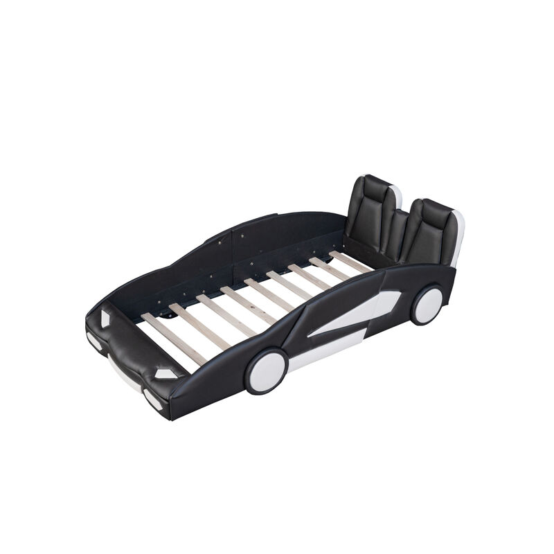 Streamdale Twin Size Race Car-Shaped Platform Bed With Wheels image number 8