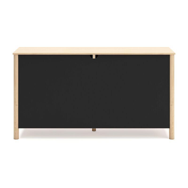 Abis Wide Dresser, 6 Drawers, Metal Handles, Natural Brown, 62 Inch - Benzara