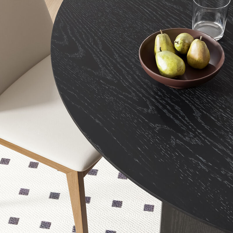 79 Inch Wooden Oval Black Dining Table Seats 4-6 People, Suitable for Living Room and Dining Room