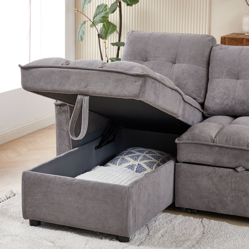 Merax L-Shaped Sectional Sofa with Reclining Storage and Arm Side Organizer Pocket Features