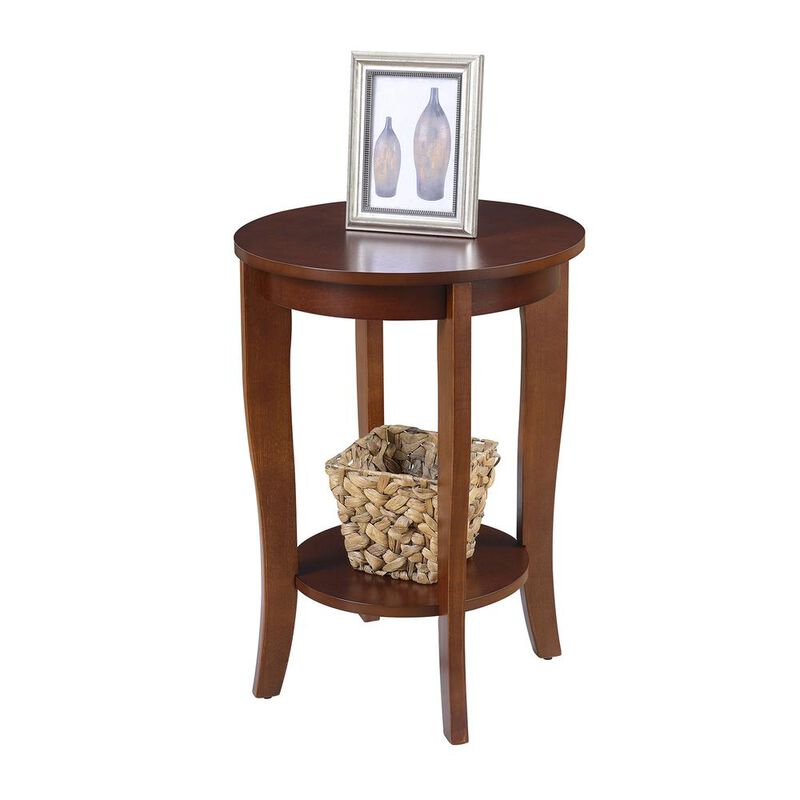 Convience Concept, Inc. American Heritage Round End Table with Shelf Mahogany