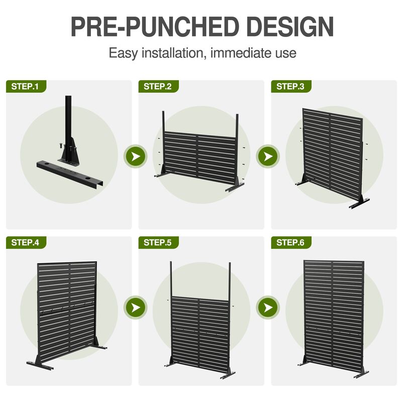 Arched Metal Outdoor Privacy Screen, Freestanding Outdoor Divider Decorative Privacy Fence