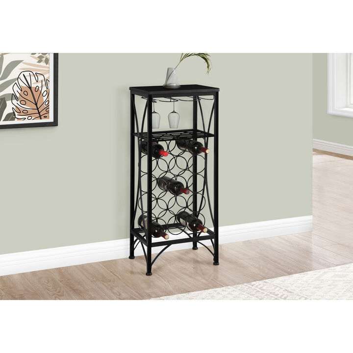 Monarch Specialties I 3347 Home Bar, Wine Rack, Metal, Black, Black, Transitional