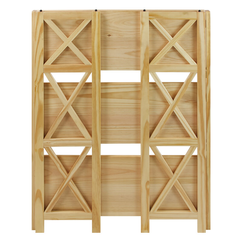 Casual Home Montego 3-Shelf Folding Bookcase, Natural , 27.5" Wide
