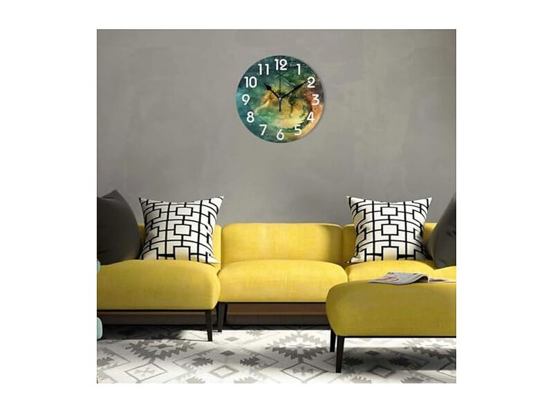 Pretty Fairy Sky Flying Green Dragon Wall Clock 10 Inch Silent Non Ticking image number 2