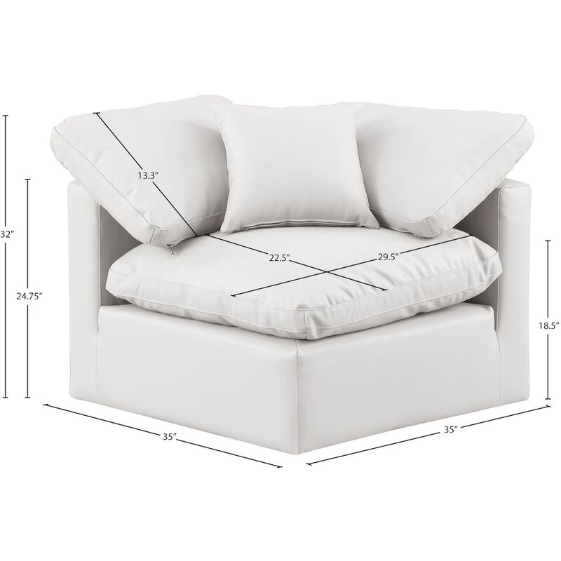 Meridian Furniture Indulge Cream Vegan Leather Corner Chair